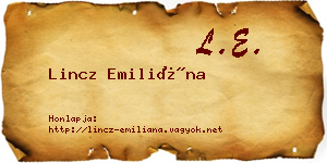 Lincz Emiliána névjegykártya